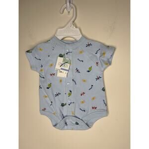 KRU Supplies Preemie Boy Short Sleeve Bodysuit Blue Bugs 100% Cotton Vintage NEW